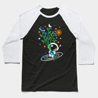 Astronaut flowers embroidery patch Baseball T-Shirt